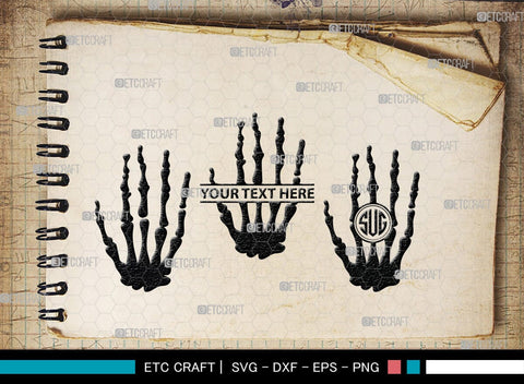 Skeleton Hand Monogram, Skeleton Hand Silhouette, Skeleton Hand SVG, Skeleton Svg, Skeleton Middle Finger Svg, Skeleton Bone Svg, SB00156 SVG ETC Craft 