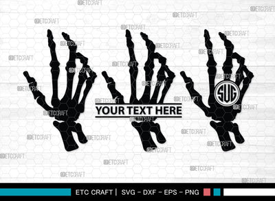 Skeleton Hand Monogram, Skeleton Hand Silhouette, Skeleton Hand SVG, Skeleton Svg, Skeleton Middle Finger Svg, Skeleton Bone Svg, SB00156 SVG ETC Craft 