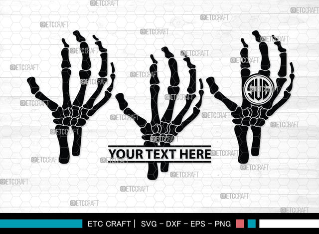 Skeleton Hand Monogram, Skeleton Hand Silhouette, Skeleton Hand SVG, Skeleton Svg, Skeleton Middle Finger Svg, Skeleton Bone Svg, SB00156 SVG ETC Craft 