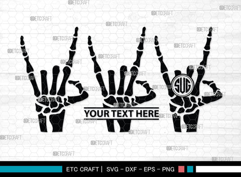 Skeleton Hand Monogram, Skeleton Hand Silhouette, Skeleton Hand SVG, Skeleton Svg, Skeleton Middle Finger Svg, Skeleton Bone Svg, SB00156 SVG ETC Craft 