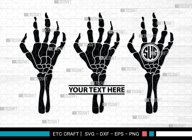 Skeleton Hand Monogram, Skeleton Hand Silhouette, Skeleton Hand SVG, Skeleton Svg, Skeleton Middle Finger Svg, Skeleton Bone Svg, SB00156 SVG ETC Craft 