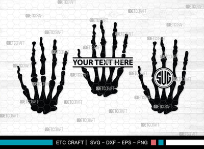 Skeleton Hand Monogram, Skeleton Hand Silhouette, Skeleton Hand SVG, Skeleton Svg, Skeleton Middle Finger Svg, Skeleton Bone Svg, SB00156 SVG ETC Craft 