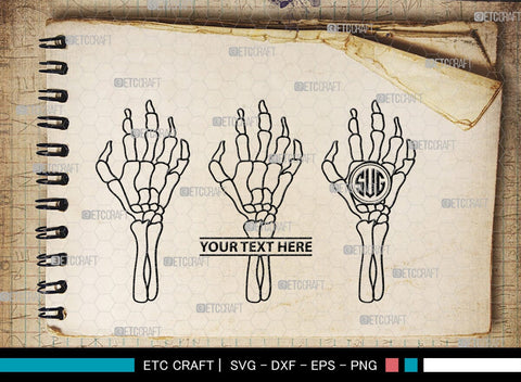 Skeleton Hand Monogram, Skeleton Hand Silhouette, Skeleton Hand SVG, Skeleton Svg, Skeleton Middle Finger Svg, Skeleton Bone Svg, SB00156 SVG ETC Craft 