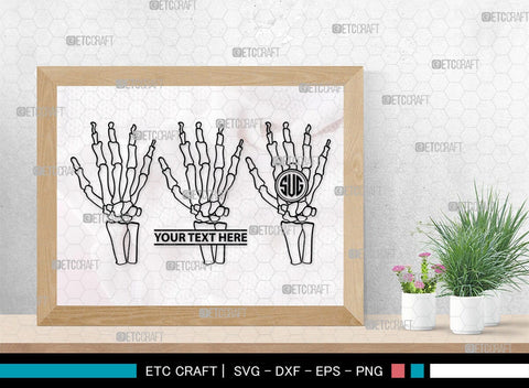 Skeleton Hand Monogram, Skeleton Hand Silhouette, Skeleton Hand SVG, Skeleton Svg, Skeleton Middle Finger Svg, Skeleton Bone Svg, SB00156 SVG ETC Craft 