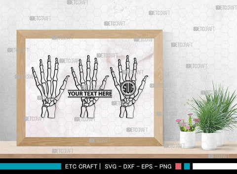 Skeleton Hand Monogram, Skeleton Hand Silhouette, Skeleton Hand SVG, Skeleton Svg, Skeleton Middle Finger Svg, Skeleton Bone Svg, SB00156 SVG ETC Craft 
