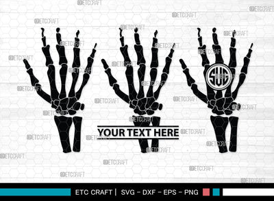 Skeleton Hand Monogram, Skeleton Hand Silhouette, Skeleton Hand SVG, Skeleton Svg, Skeleton Middle Finger Svg, Skeleton Bone Svg, SB00156 SVG ETC Craft 