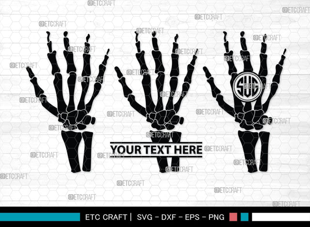 Skeleton Hand Monogram, Skeleton Hand Silhouette, Skeleton Hand SVG, Skeleton Svg, Skeleton Middle Finger Svg, Skeleton Bone Svg, SB00156 SVG ETC Craft 