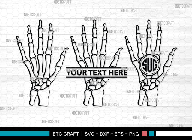 Skeleton Hand Monogram, Skeleton Hand Silhouette, Skeleton Hand SVG, Skeleton Svg, Skeleton Middle Finger Svg, Skeleton Bone Svg, SB00156 SVG ETC Craft 
