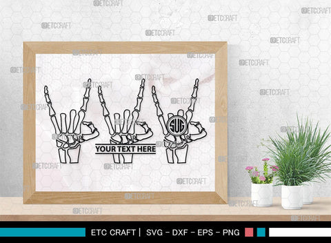 Skeleton Hand Monogram, Skeleton Hand Silhouette, Skeleton Hand SVG, Skeleton Svg, Skeleton Middle Finger Svg, Skeleton Bone Svg, SB00156 SVG ETC Craft 