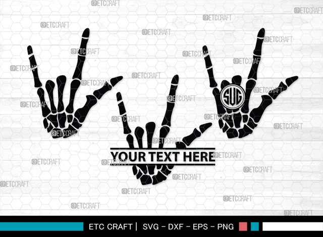 Skeleton Hand Monogram, Skeleton Hand Silhouette, Skeleton Hand SVG, Skeleton Svg, Skeleton Middle Finger Svg, Skeleton Bone Svg, SB00156 SVG ETC Craft 