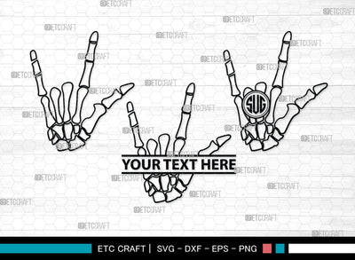 Skeleton Hand Monogram, Skeleton Hand Silhouette, Skeleton Hand SVG, Skeleton Svg, Skeleton Middle Finger Svg, Skeleton Bone Svg, SB00156 SVG ETC Craft 