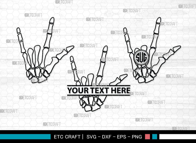 Skeleton Hand Monogram, Skeleton Hand Silhouette, Skeleton Hand SVG, Skeleton Svg, Skeleton Middle Finger Svg, Skeleton Bone Svg, SB00156 SVG ETC Craft 