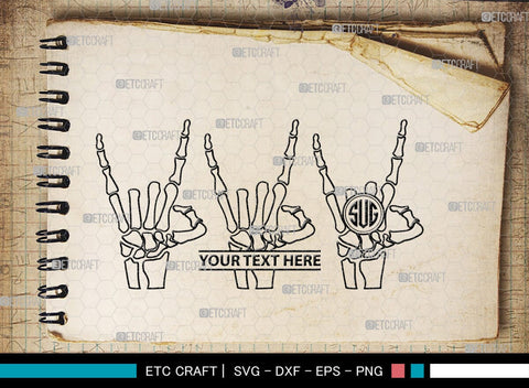 Skeleton Hand Monogram, Skeleton Hand Silhouette, Skeleton Hand SVG, Skeleton Svg, Skeleton Middle Finger Svg, Skeleton Bone Svg, SB00156 SVG ETC Craft 
