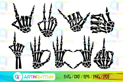Skeleton hand symbol svg bundle SVG Artinrhythm shop 