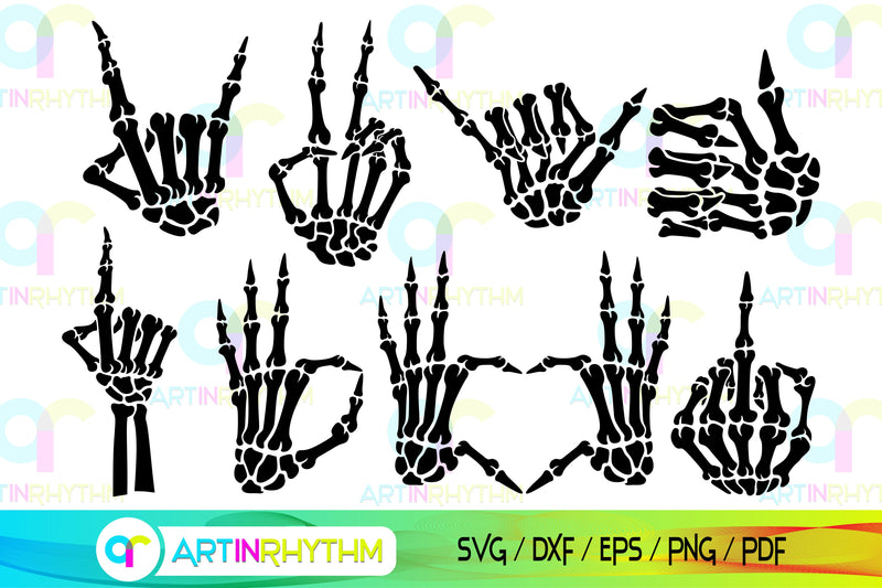Skeleton hand symbol svg bundle So Fontsy