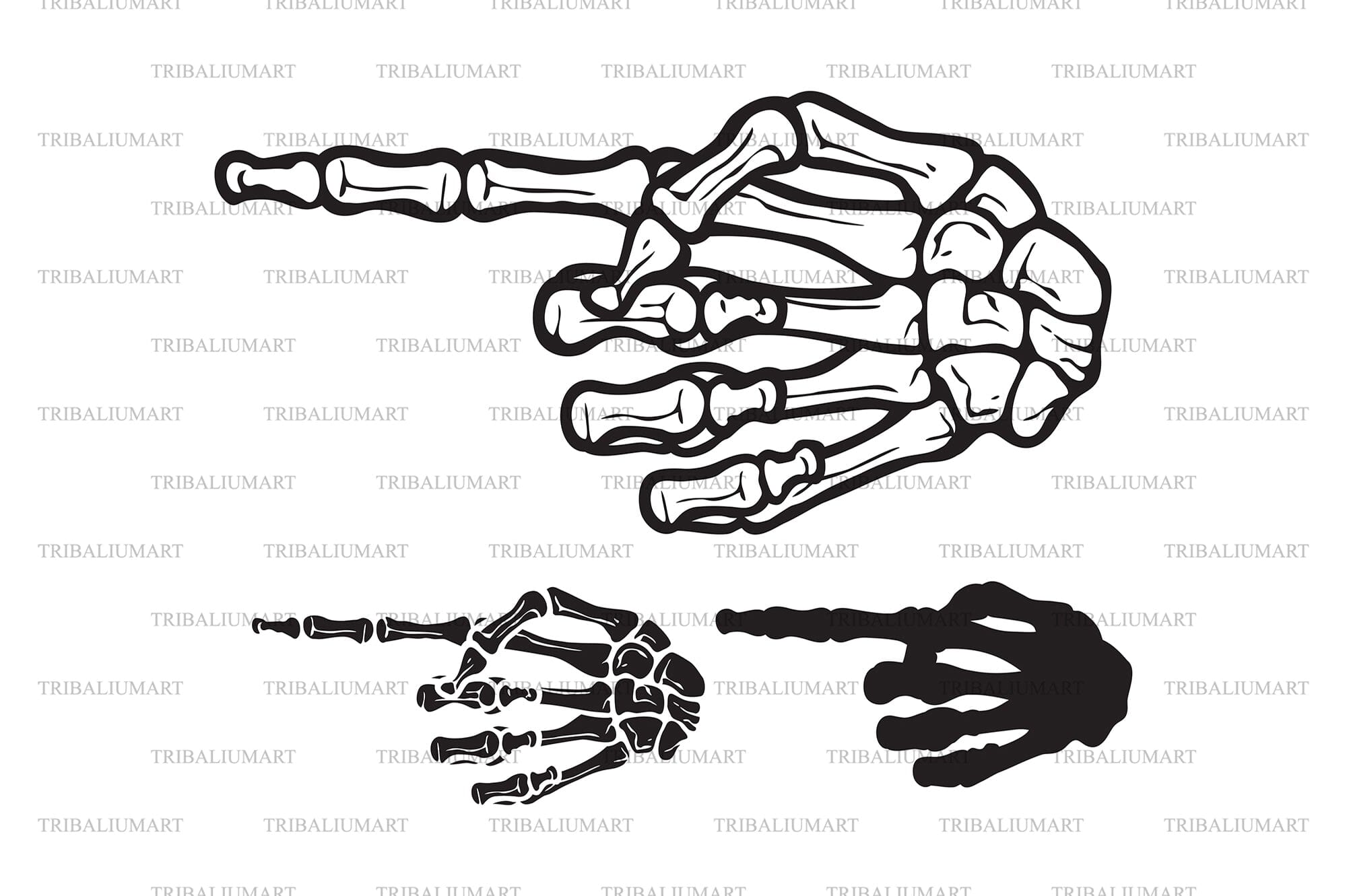 pointing skeleton finger clip art