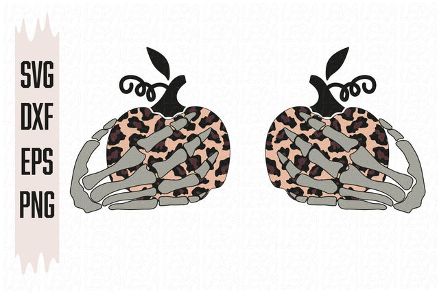 Skeleton Hands Pumpkins leopard Svg SVG Lerastudio 