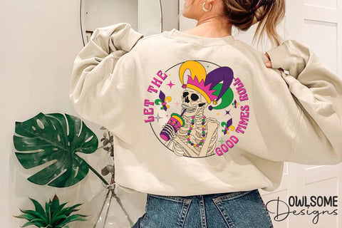 Skeleton Mardi Gras Drink Coffee PNG Sublimation Owlsome.Designs 