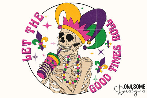 Skeleton Mardi Gras Drink Coffee PNG Sublimation Owlsome.Designs 
