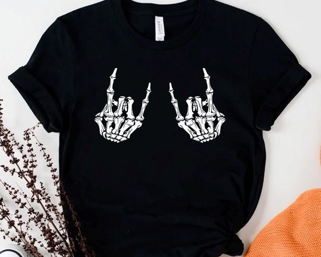 Skeleton Metal Fingers png, Halloween Shirt png, Black Spooky, Halloween Skeleton Designs Downloads, Rock and Roll Bones PNG Sublimation iStyleDesign 