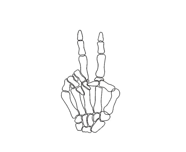 Skeleton Peace fingers sign Machine Embroidery Design , 4 sizes , instant download Embroidery/Applique DESIGNS ArtEMByNatalia 