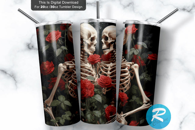 Skeleton Red Roses 20 oz / 30 oz Tumbler PNG Sublimation Regulrcrative 