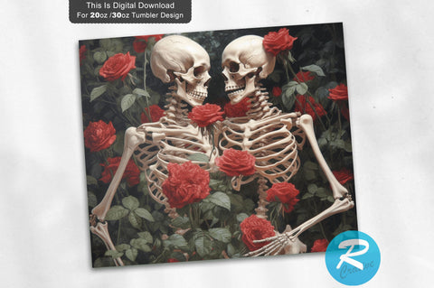 Skeleton Red Roses 20 oz / 30 oz Tumbler PNG Sublimation Regulrcrative 