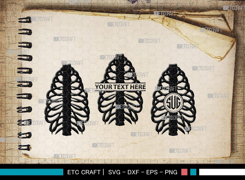 Skeleton Rib Cage Monogram, Skeleton Rib Cage Silhouette, Skeleton Rib ...