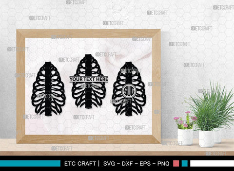Skeleton Rib Cage Monogram, Skeleton Rib Cage Silhouette, Skeleton Rib Cage SVG, Skeleton Svg, Rib Cage Svg, Xray Svg, Skeleton Rib Cage Bundle, SB00157 SVG ETC Craft 