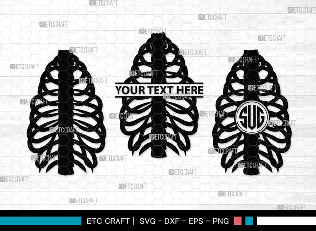 Skeleton Rib Cage Monogram, Skeleton Rib Cage Silhouette, Skeleton Rib Cage SVG, Skeleton Svg, Rib Cage Svg, Xray Svg, Skeleton Rib Cage Bundle, SB00157 SVG ETC Craft 