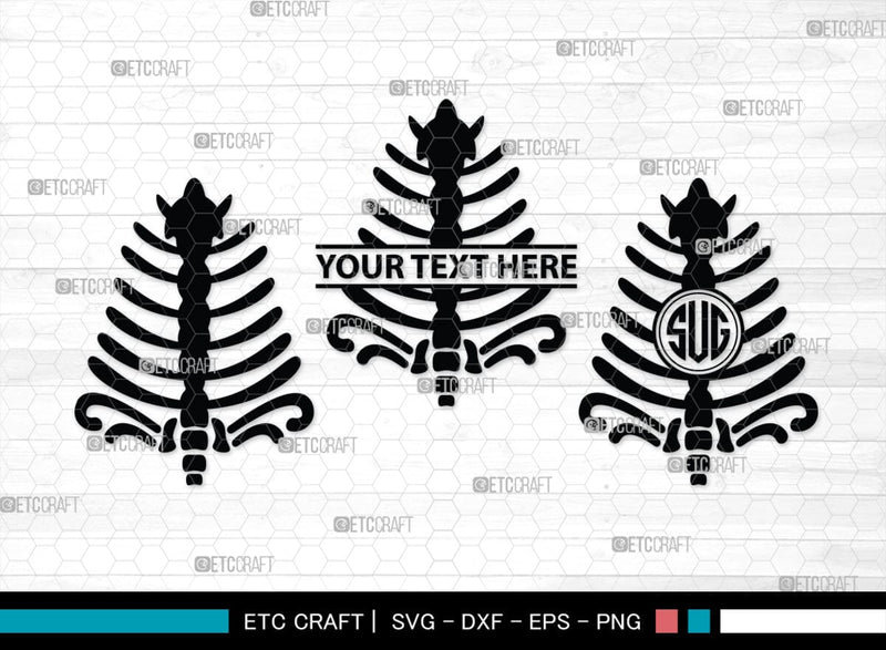 Skeleton Rib Cage Monogram, Skeleton Rib Cage Silhouette, Skeleton Rib ...