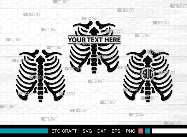 Skeleton Rib Cage Monogram, Skeleton Rib Cage Silhouette, Skeleton Rib Cage SVG, Skeleton Svg, Rib Cage Svg, Xray Svg, Skeleton Rib Cage Bundle, SB00157 SVG ETC Craft 