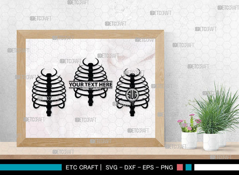 Skeleton Rib Cage Monogram, Skeleton Rib Cage Silhouette, Skeleton Rib Cage SVG, Skeleton Svg, Rib Cage Svg, Xray Svg, Skeleton Rib Cage Bundle, SB00157 SVG ETC Craft 