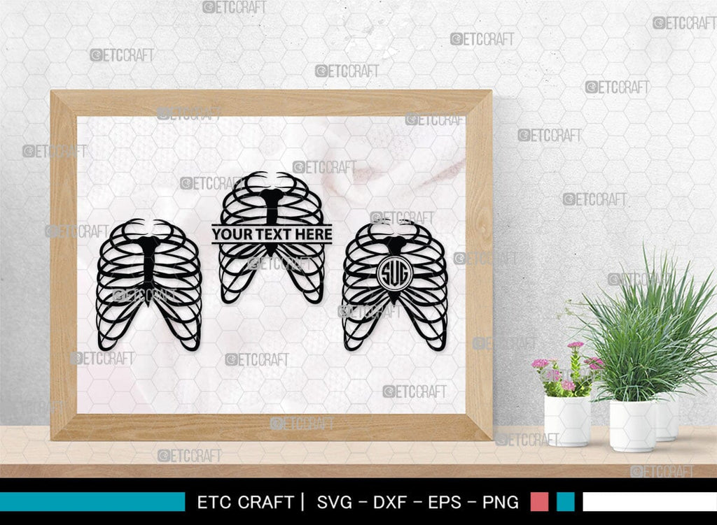Skeleton Rib Cage Monogram, Skeleton Rib Cage Silhouette, Skeleton Rib ...