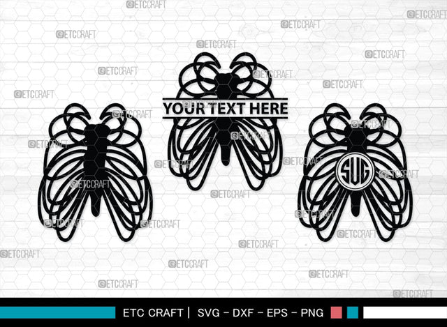 Skeleton Rib Cage Monogram, Skeleton Rib Cage Silhouette, Skeleton Rib Cage SVG, Skeleton Svg, Rib Cage Svg, Xray Svg, Skeleton Rib Cage Bundle, SB00157 SVG ETC Craft 