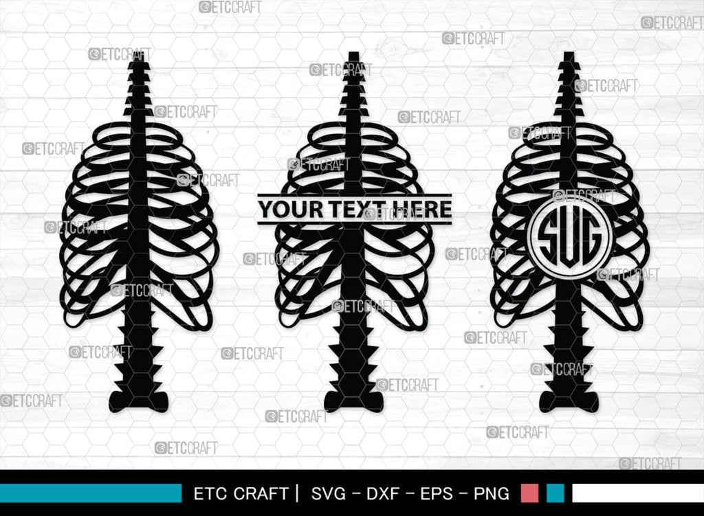 Skeleton Rib Cage Monogram, Skeleton Rib Cage Silhouette, Skeleton Rib ...