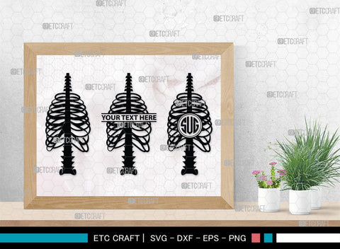 Skeleton Rib Cage Monogram, Skeleton Rib Cage Silhouette, Skeleton Rib Cage SVG, Skeleton Svg, Rib Cage Svg, Xray Svg, Skeleton Rib Cage Bundle, SB00157 SVG ETC Craft 