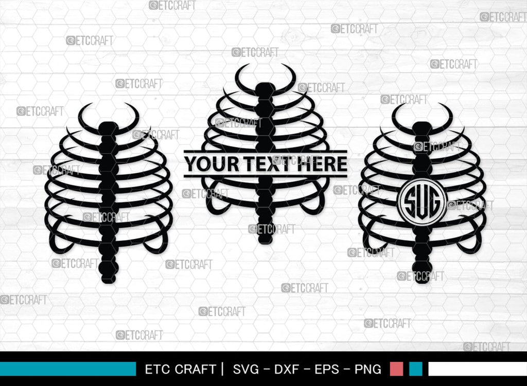 Skeleton Rib Cage Monogram, Skeleton Rib Cage Silhouette, Skeleton Rib ...