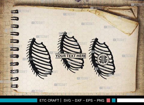 Skeleton Rib Cage Monogram, Skeleton Rib Cage Silhouette, Skeleton Rib Cage SVG, Skeleton Svg, Rib Cage Svg, Xray Svg, Skeleton Rib Cage Bundle, SB00157 SVG ETC Craft 