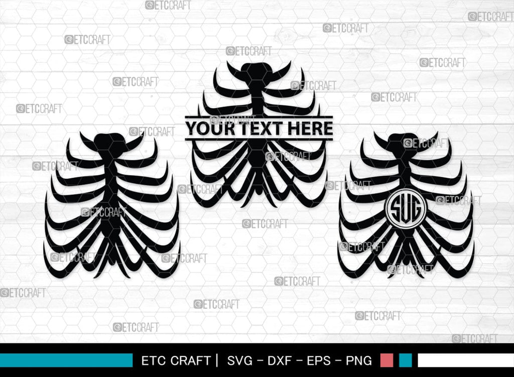 Skeleton Rib Cage Monogram, Skeleton Rib Cage Silhouette, Skeleton Rib ...