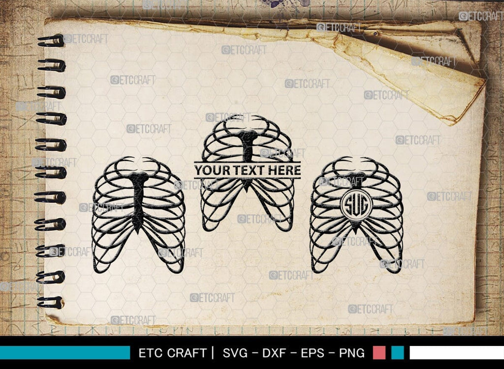 Skeleton Rib Cage Monogram, Skeleton Rib Cage Silhouette, Skeleton Rib ...