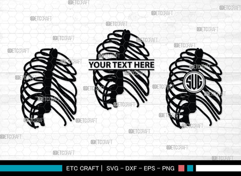 Skeleton Rib Cage Monogram, Skeleton Rib Cage Silhouette, Skeleton Rib Cage SVG, Skeleton Svg, Rib Cage Svg, Xray Svg, Skeleton Rib Cage Bundle, SB00157 SVG ETC Craft 