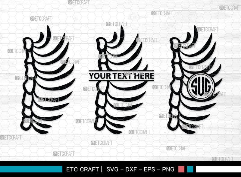 Skeleton Rib Cage Monogram, Skeleton Rib Cage Silhouette, Skeleton Rib ...