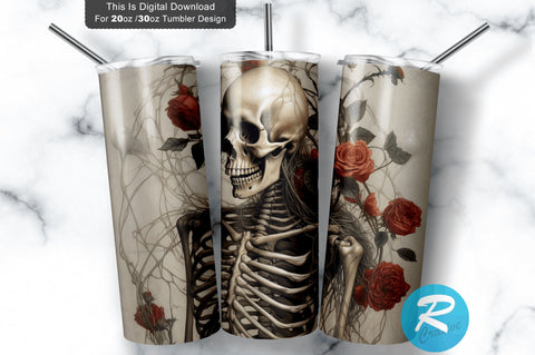 Skeleton Rose 20 oz / 30 oz Tumbler PNG Sublimation Regulrcrative 
