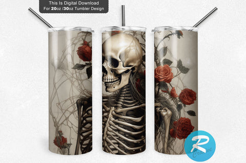 Skeleton Rose 20 oz / 30 oz Tumbler PNG Sublimation Regulrcrative 