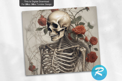 Skeleton Rose 20 oz / 30 oz Tumbler PNG Sublimation Regulrcrative 
