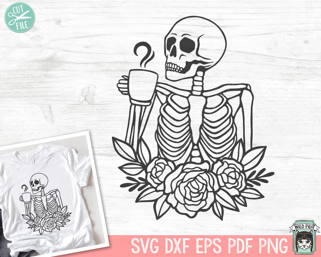 Skeleton SVG, Coffee SVG, Skull SVG, Halloween svg, Halloween Coffee svg, Coffee Clipart, Skeleton Clipart, Coffee png, Skeleton png SVG Wild Pilot 