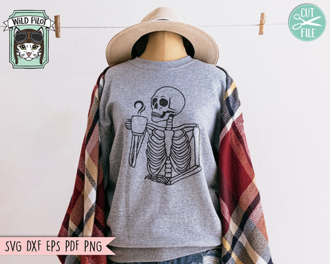 Skeleton SVG, Coffee SVG, Skull SVG, Halloween svg, Halloween Coffee svg, Coffee Quotes svg, Positive Vibes svg, Inspirational svg SVG Wild Pilot 
