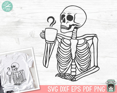 Skeleton SVG, Coffee SVG, Skull SVG, Halloween svg, Halloween Coffee svg, Coffee Quotes svg, Positive Vibes svg, Inspirational svg SVG Wild Pilot 