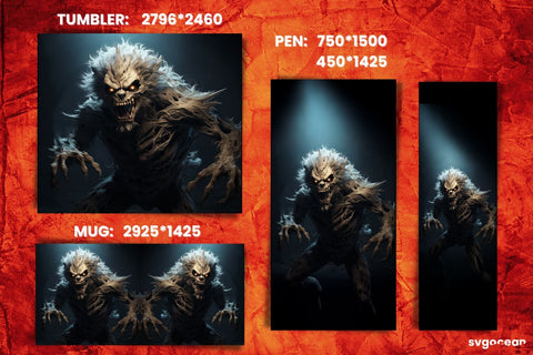 Skeleton-werewolf Wrap Bundle | Tumbler | Mug | Pen Sublimation SvgOcean 